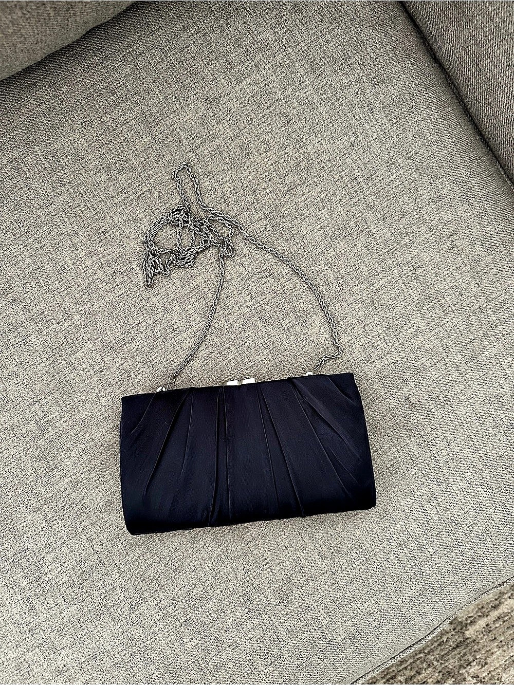 Nina Concord Pleated Satin Frame Clutch in Blue
